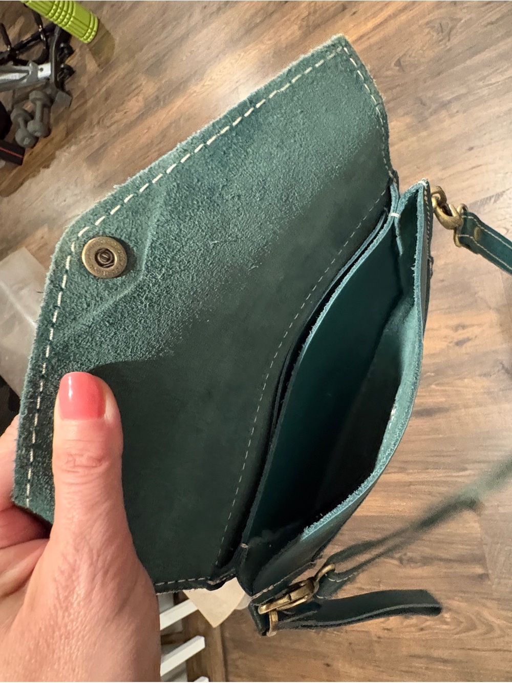 Portland Leather Teal Envelope Crossbody - Picture 3 of 4